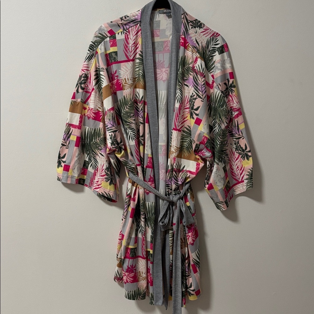 MEXX (XL) Tropical Floral Robe Soft Loungewear Soft Stretch Cozy Oversize NEW - Picture 2 of 14